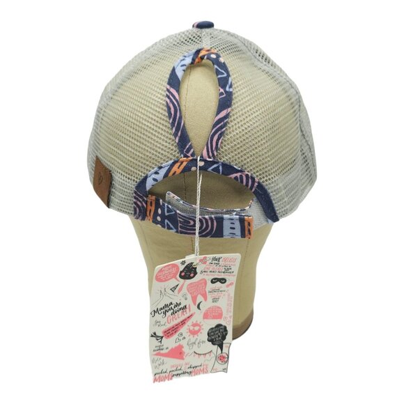 Latched Mama Rainbow Geometric Distressed Ponytail Mesh Strapback Cap Hat NEW - Picture 4 of 12